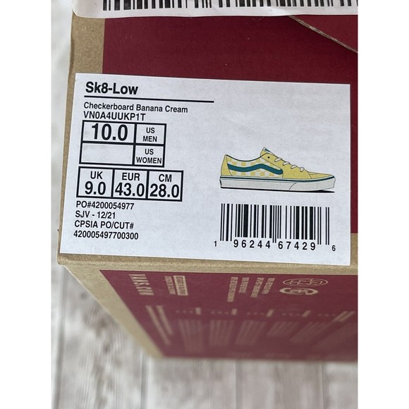 Size 10 - VANS Sk8-Low Checkerboard - Banana Cream “Yellow And Teal Vans” - Picture 13 of 15
